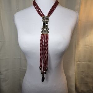 Heidi Daus Chinoiserie Red Beaded Necklace